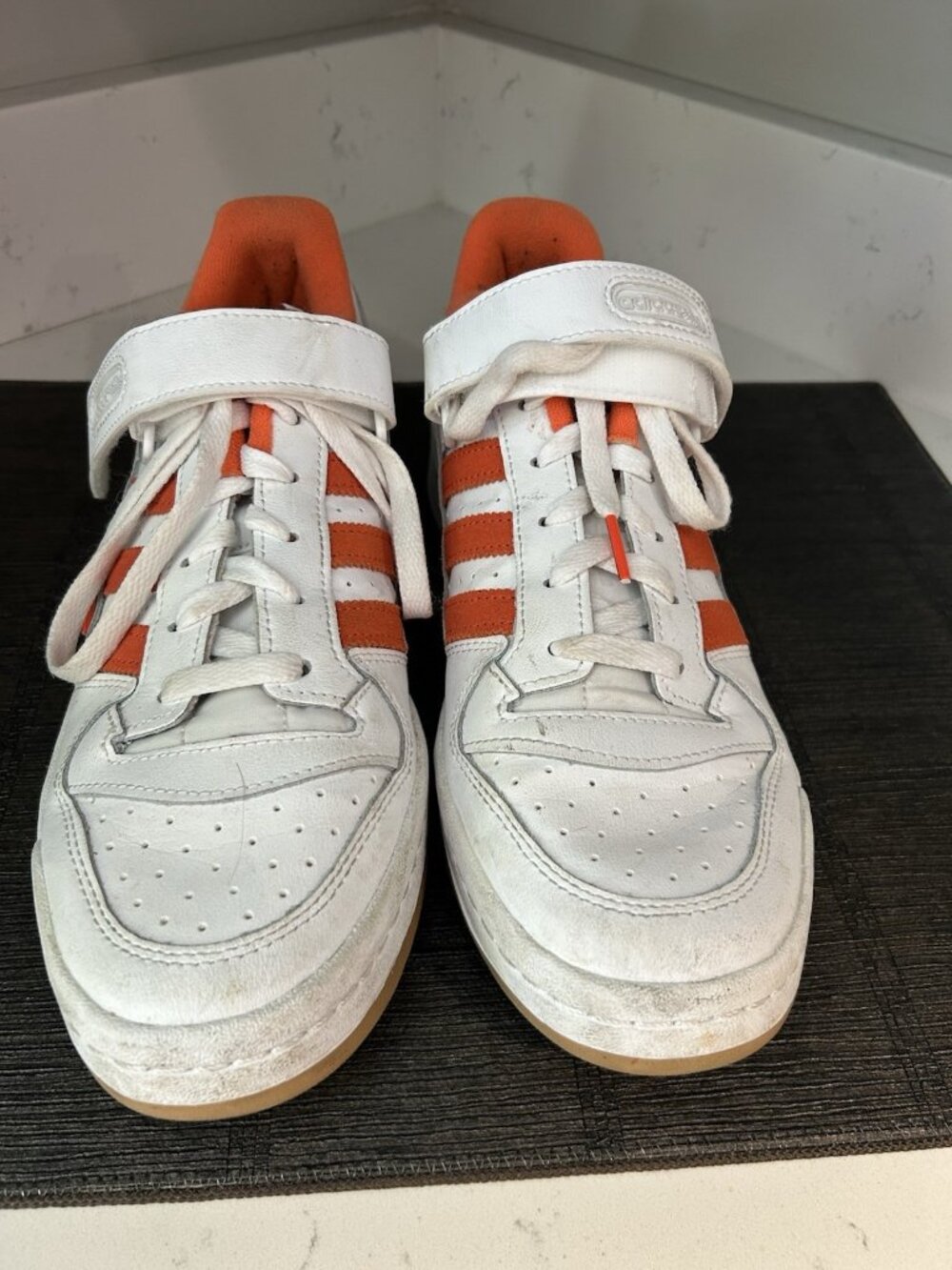 Adidas Men’s Sneakers Size 9 White With Orange Strip